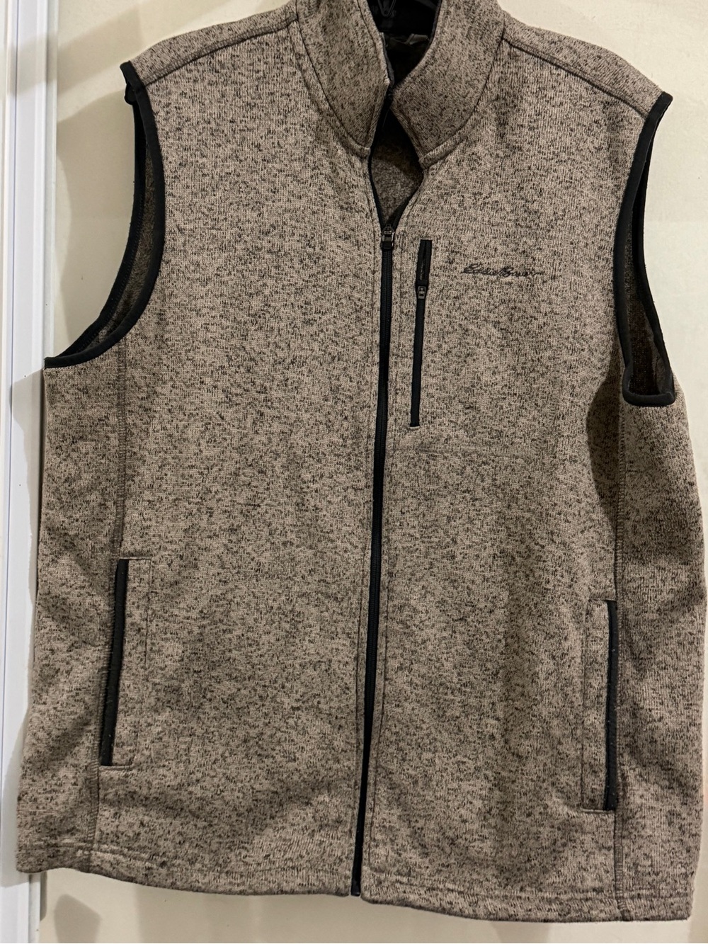 Eddie Bauer Heathered Taupe Zip-Front Vest